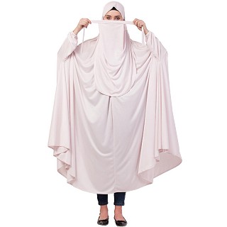 Free size jilbab with nose piece- Light pink